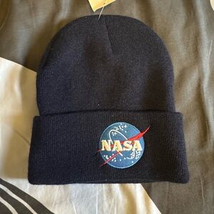 NASA Embroidered Navy Blue Knit Beanie
